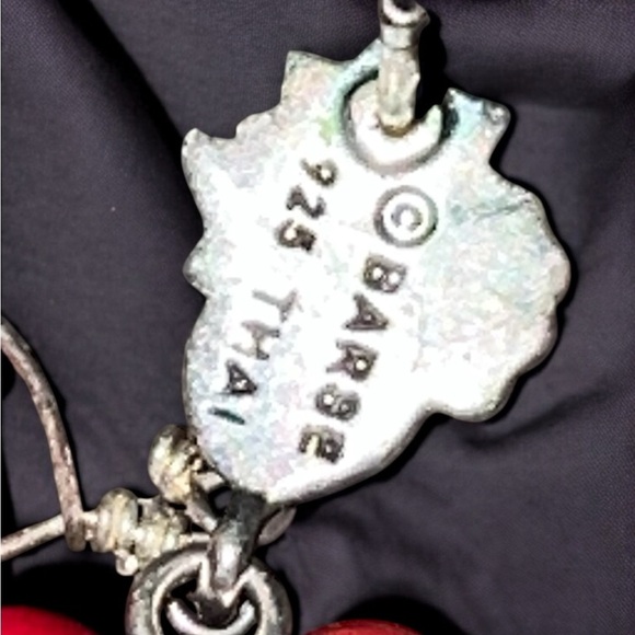 BARSE THAI ORANGE RED SPONGE CORAL STERLING SILVER DANGLE EARRINGS Drop Boho - Picture 5 of 5